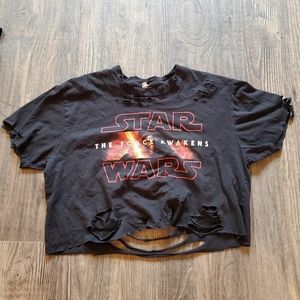 Star Wars Force Awakens cropped distressed tee